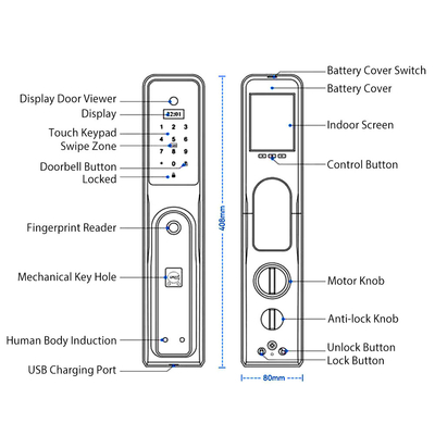 Face/Fingerprint/Palm and Password IC Card Smart Door Lock with TUYA WIFI/TT Lock APP Viewer Vision Digital with Camera