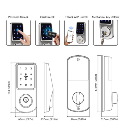 Deadbolt APP Remote Control RFID Card Digits fingerprint Wireless Smart Door Lock