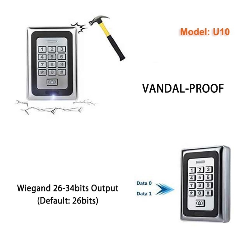 PIN Code and RFID Card Access Control Reader Metal Cover with IP68 ...