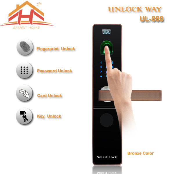 CE FCC Contactless Biometric Fingerprint Door Lock With IC Card Read