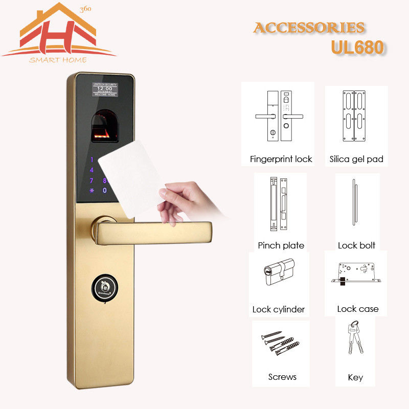 Touch Screen RFID Card Biometric Fingerprint Door Lock With Keyless , CE / FCC