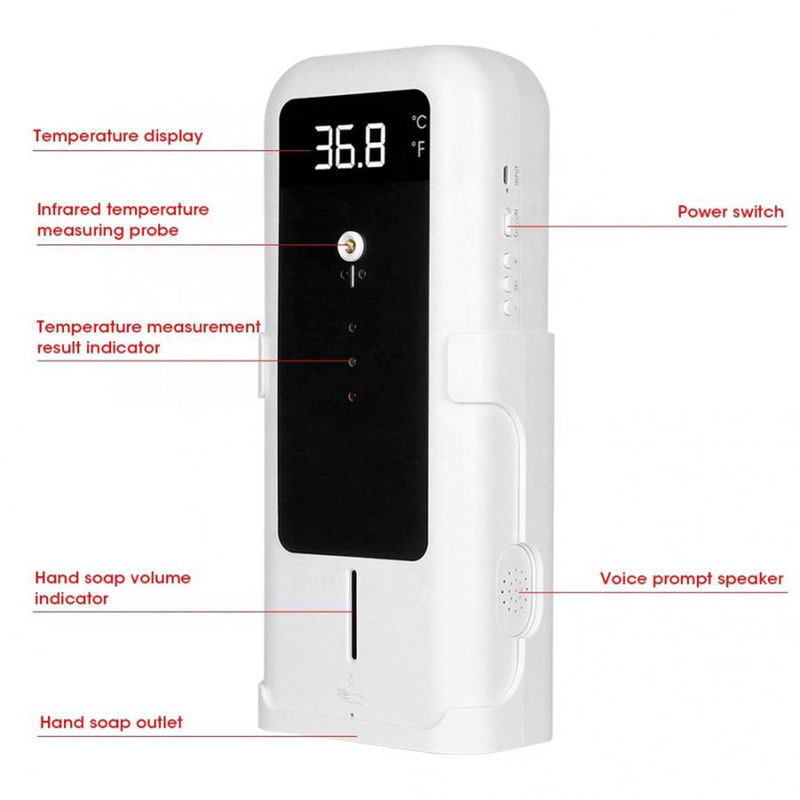 Non-contact Human Body Temperature Measurement System with Disinfectant AIO Machine Automatic Hand Sanitizer Dispenser