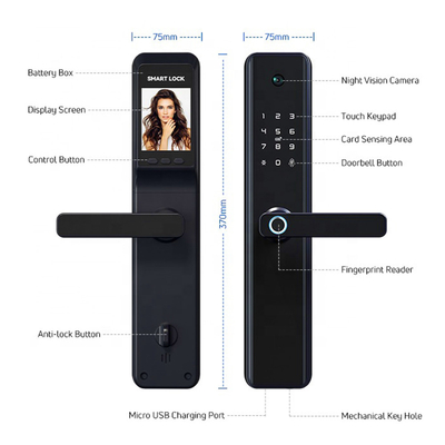 Smart Fingerprint Wireless Door Lock for Hotel And Card/Digital Door Lock for Hotel with Camera Tuya Wifi or TTLock