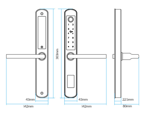 Slim Waterproof Wireless Door Lock for Hotel and Dustproof Digital Smart Door Lock with TT lock Tuya APP