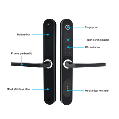 Dustproof Digital Smart Door Lock with TT lock and Slim Waterproof Wireless Door Lock for Hotel with Tuya APP