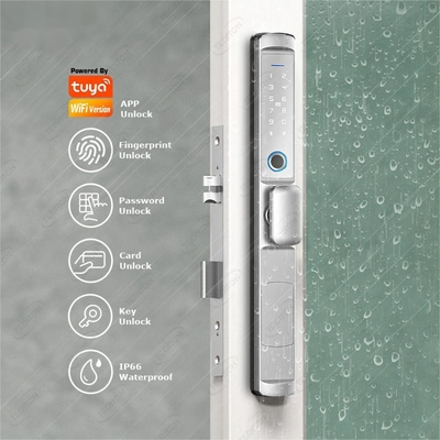 Slim Biometric Fingerprint Smart Wireless Door Lock with Cute Handle Tuya WIFI or TTLock App IP66 Waterproof Lock