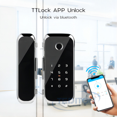 TTLock BT or WIFI Wireless App Digital Electronic Biometric Fingerprint Glass Door Lock for Office